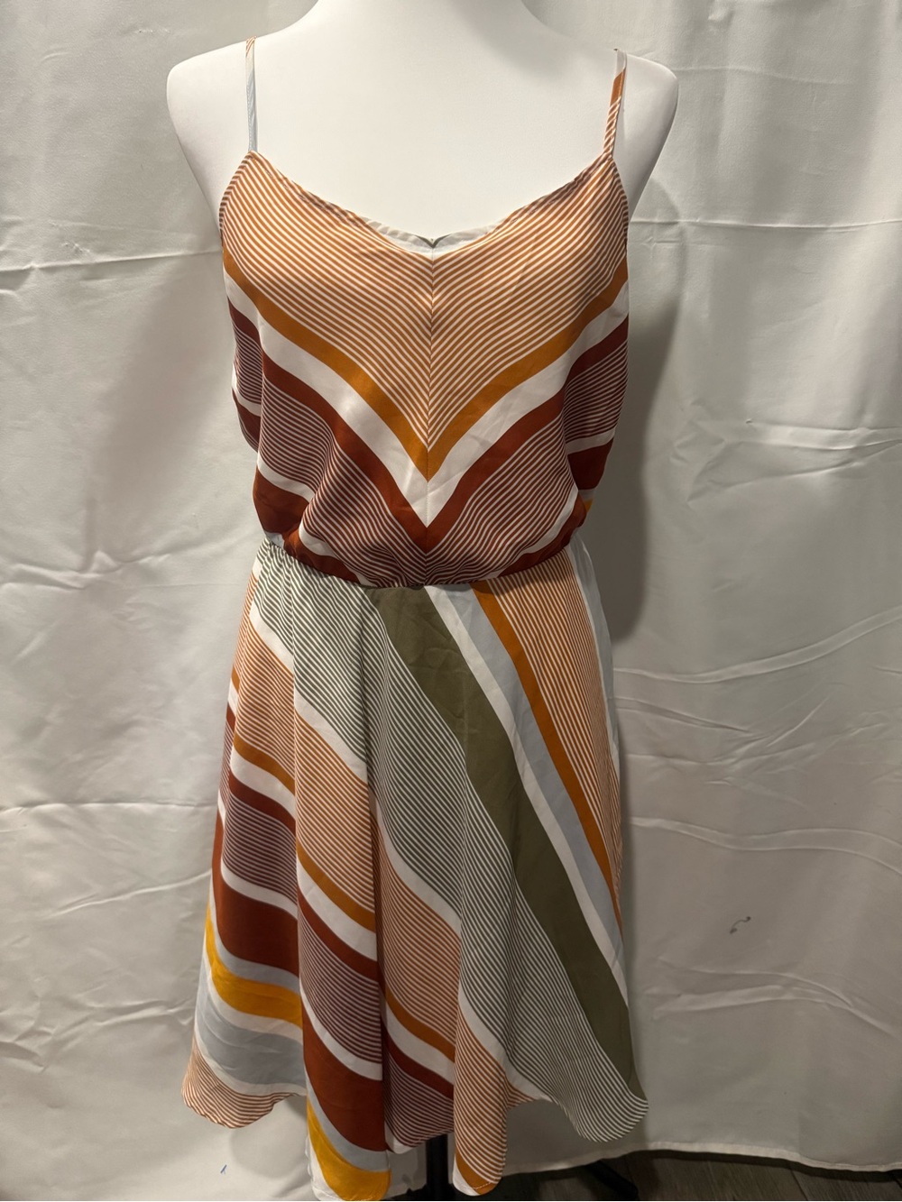 LC Lauren Conrad Geometric Stripe Fit & Flare Dress | Size 8
